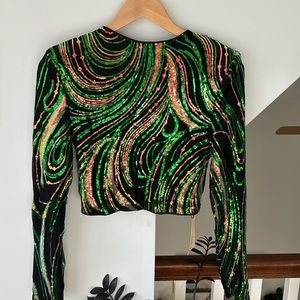 Sequin long-sleeve top Small